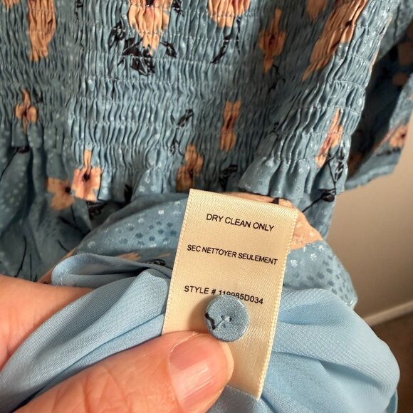 Rebecca Taylor Daniella Silk Blend Dress Size 4 Blue Floral V-Neck Feminine - Picture 10 of 10